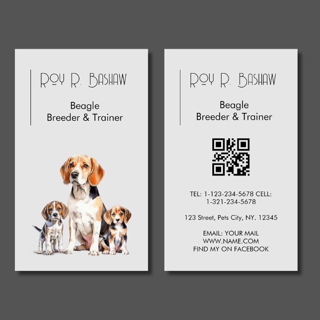 Hund Puppy Breeder Trainer Beagle QR Code Hund Visitkort (Skapare uppladdad)