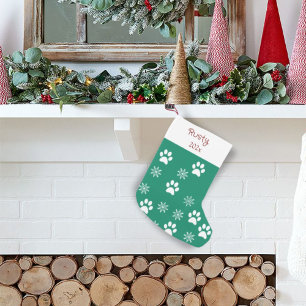 Hund Puppy cutsom Pet jul Modern Red & grönt Liten Julstrumpa