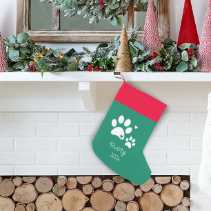 Hund Puppy cutsom Pet jul Modern Red & grönt Liten Julstrumpa