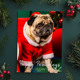 Hund Puppy Julfoto Lycklig Pawlidays Red Julkort