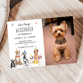 Hund Puppy Låt oss Pawty Födelsedagsfest Photo Inbjudningar