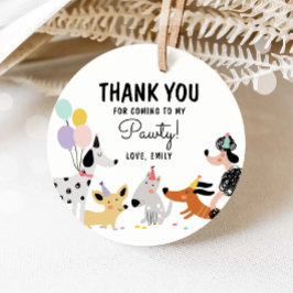 Hund Puppy Pawty Modern Animals Girl Birthday Gåvor Etiketter