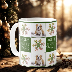 Hund Puppy Pet Photo Snowflake Grönt jul Kaffemugg