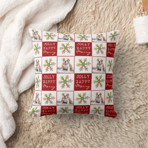 Hund Puppy Pet Photo Snowflake Red Jul Kudde