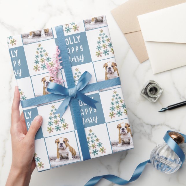 Hund Puppy Pet Snowflake Julgran Photo Presentpapper (Gifting)