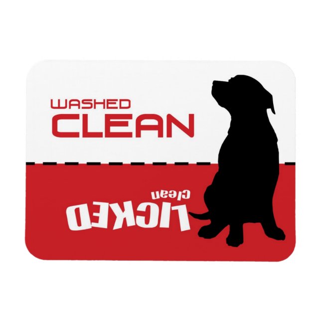 Hund Puppy Pitbull Dishwasher Magnet - Slickat ren (Horisontell)