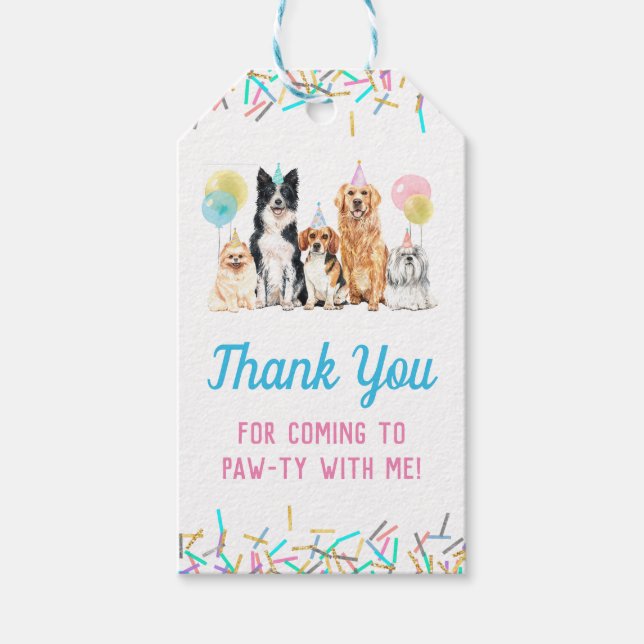 Hund Puppy Tass-ty Birthday Presentetikett (Framsidan)
