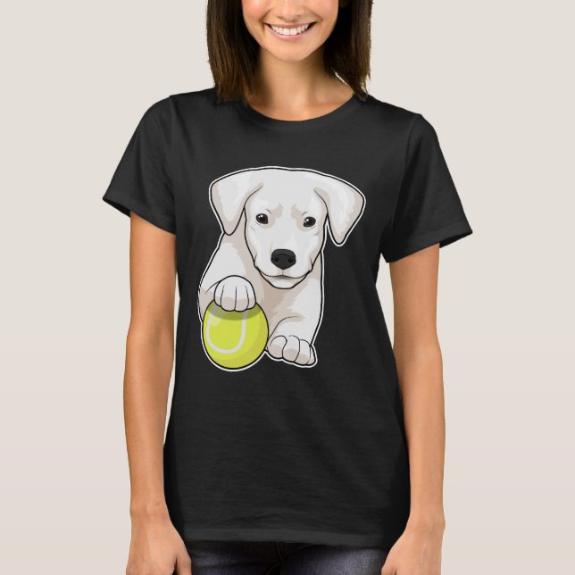 Hund puppy Tennis Tennis boll T Shirt (Framsida)