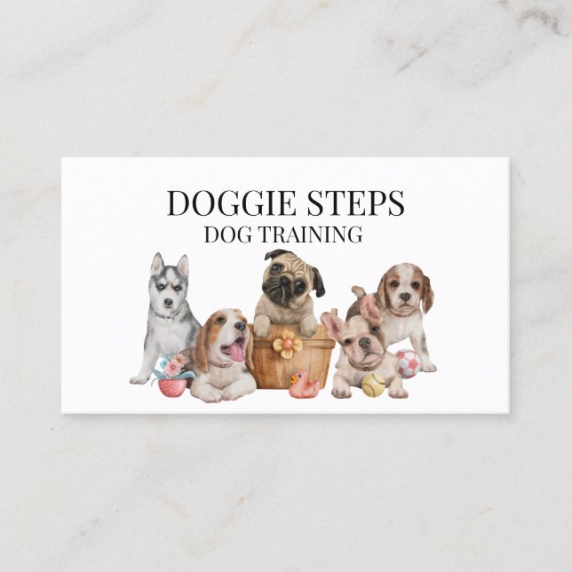 Hund Puppy Training Watercolor Pet Services Walker Visitkort (Framsida)