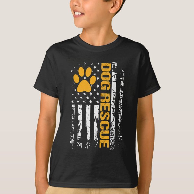 Hund Rädding American Flagga Shelter Hund Adoption T Shirt (Framsida)