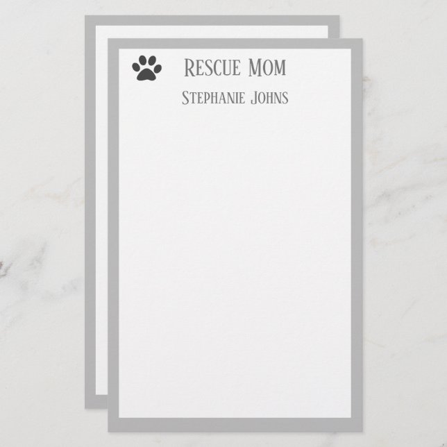Hund Rädding Mamma Pappa överordnat Pet Grått Anpa Brevpapper (Fram/baksida)