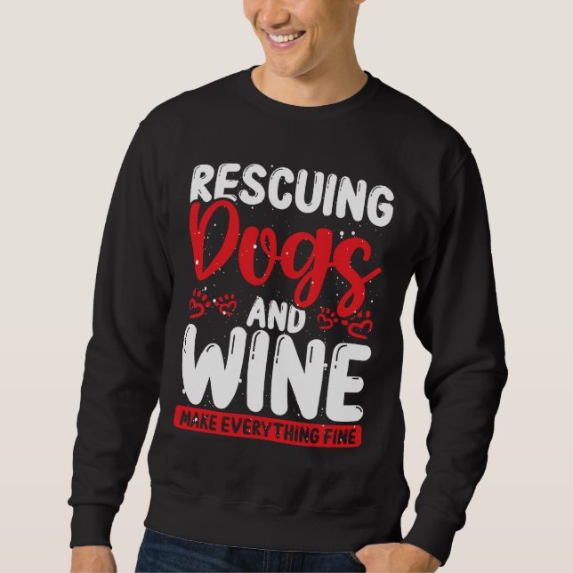 Hund Rädding och Vin Rädding Hund Lång Ärmad Tröja (Framsida)