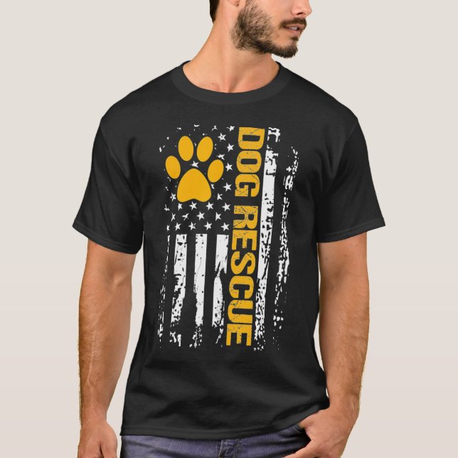 Hund Rädding Shirt American Flagga Hund Shelter Hu T (Framsida)