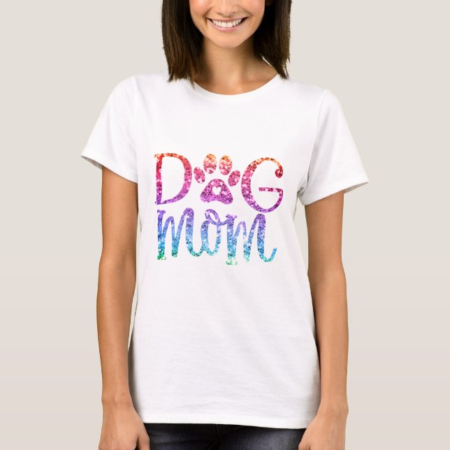 Hund Rainbow Glitter Cute Mamma Cute T Shirt (Framsida)