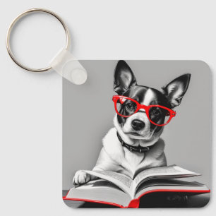 Hund Reading Bok Nyckelring