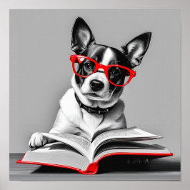 Hund Reading Bok Poster