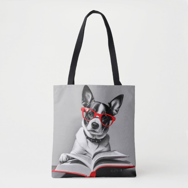 Hund Reading Bok Tygkasse (Framsida)