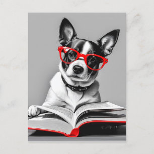 Hund Reading Bok Vykort