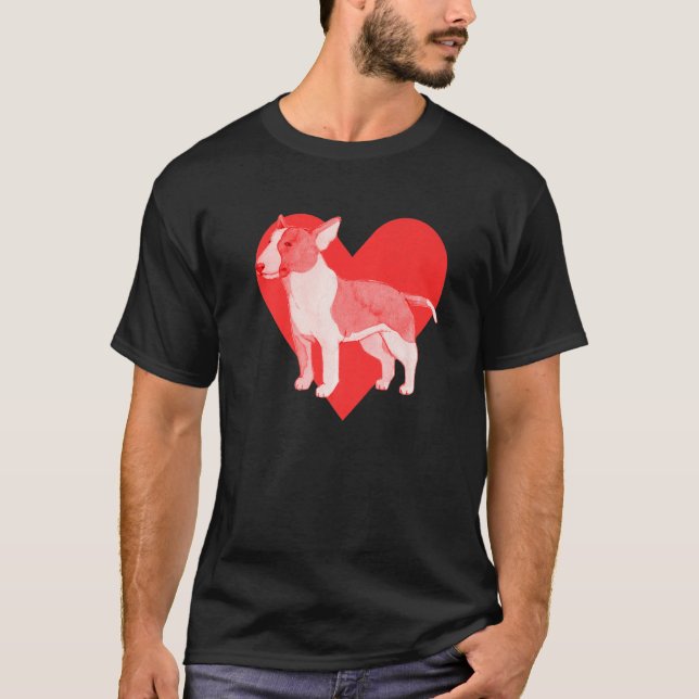 Hund Red Heart Bull Terrier T Shirt (Framsida)