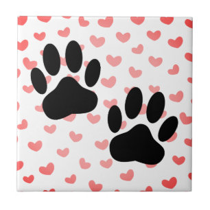 Hund Red Hearts Tile Kakelplatta