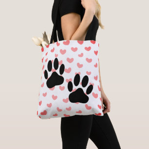Hund Red Hearts Tile Tygkasse