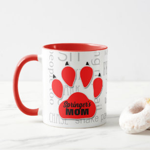 Hund Red Paw-utskrift med Hund Namn Mugg