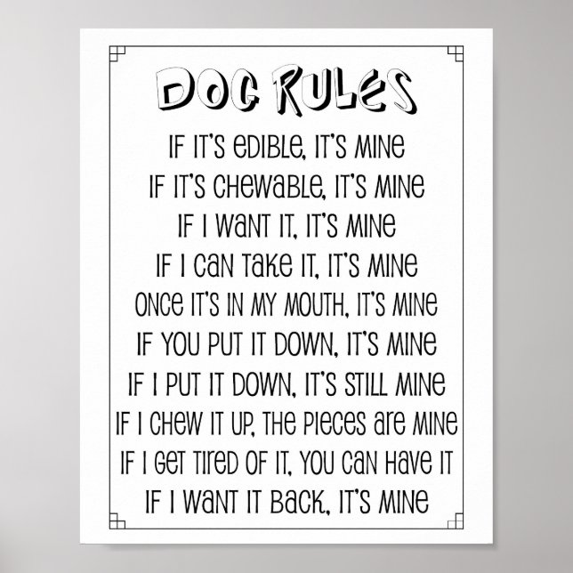 Hund Regler Poster (Framsidan)