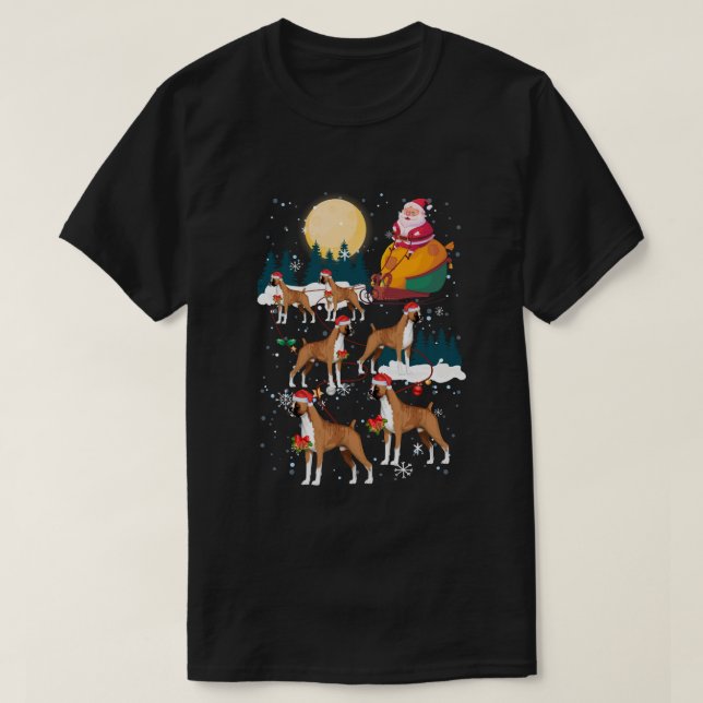 Hund Reindeer Boxer julgåva T Shirt (Design framsida)