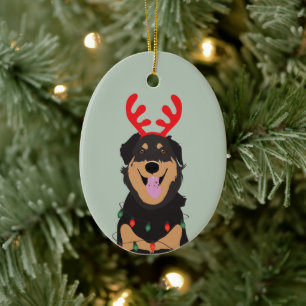 Hund Reindeer Lycklig Pawlidays Julgransprydnad Keramik