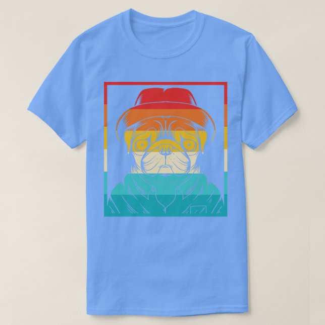 Hund Retro Pug 1 T Shirt (Design framsida)