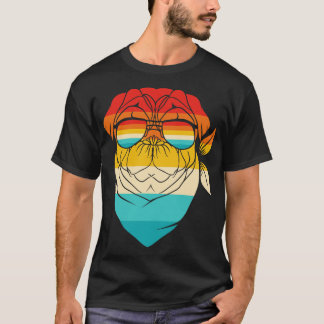 Hund Retro Pug Badass T Shirt