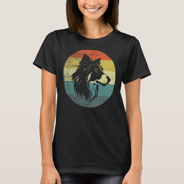 Hund Retro Vintage Graphic Collie T Shirt (Framsida)