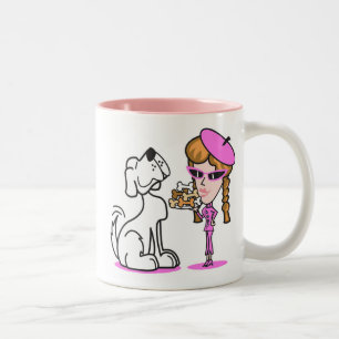 hund, retroflicka och hund för sällskapsdjur Två-Tonad mugg