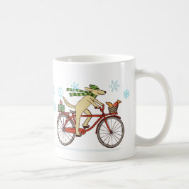 Hund Riding Bicycle with Cute Squirrel Helgdag Kaffemugg