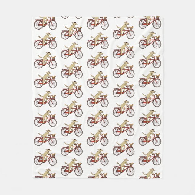 Hund Riding Bicycle with Cute Squirrel Patterned Fleecefilt (Framsidan)