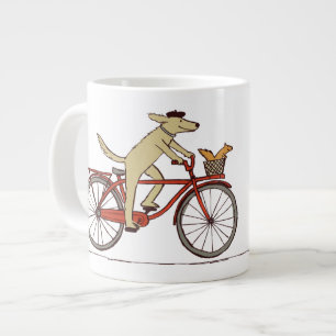 Hund Riding Bicycle with Squirrel - Roligt Animal Jumbo Mugg