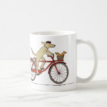 Hund Riding Bike with Squirrel - Cute Animal Art