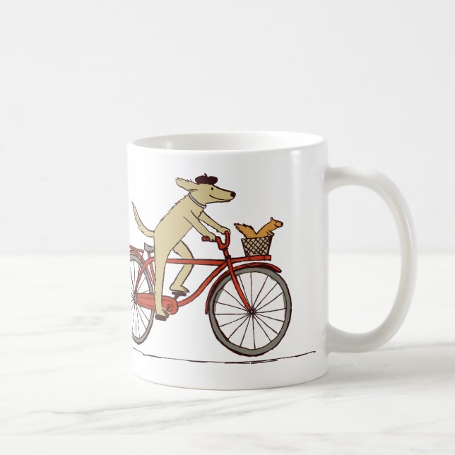 Hund Riding Bike with Squirrel - Cute Animal Art Kaffemugg (Höger)