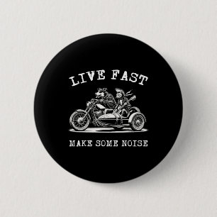 Hund Riding Motorcle and Cat Punk Knapp