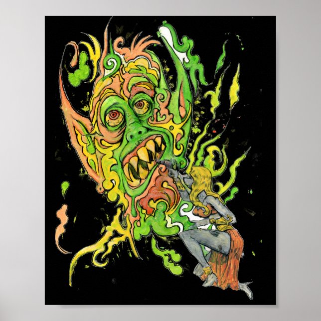 Hund ritar upp psykodelisk monster poster (Framsidan)