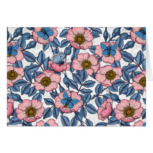 Hund ro och fjärilar hälsningskort (Framsidan Horizontal)