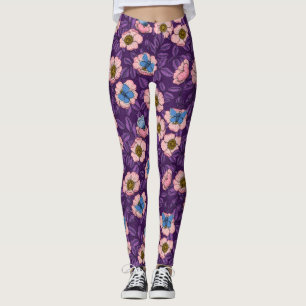 Hund ro och fjärilar i rosa och lila leggings