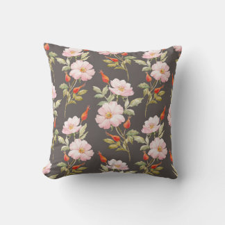 Hund Ro vattenfärg: Blommönstret Mörk Kudde