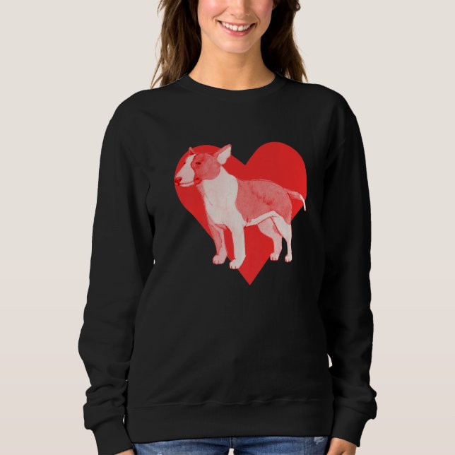 Hund Röd Hjärt Bullterrier   T Shirt (Framsida)