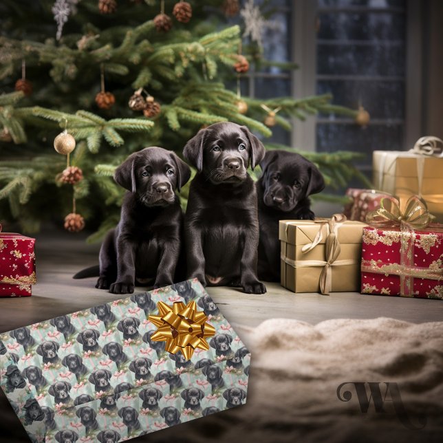 Hund Rosa och Svart lab valpar av blått Helgdag Sm Presentpapper (Skapare uppladdad)