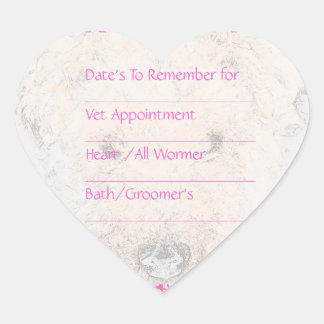 Hund Rosa Reminder Stickers Hjärtformat Klistermärke