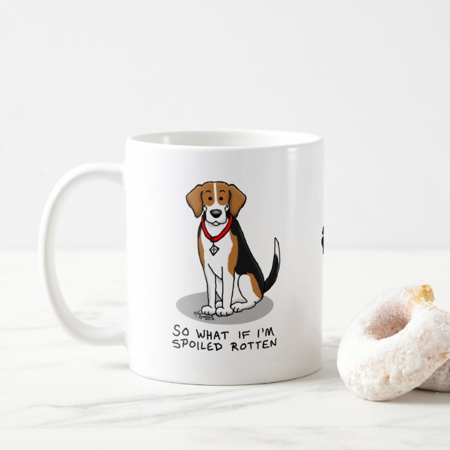 Hund Rotten Beagle (Tri färg 3) Kaffemugg (Med munk)