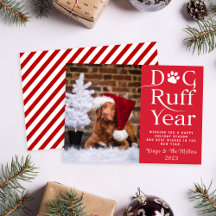 Hund Ruff Year Pet Photo Funny helgdag Card