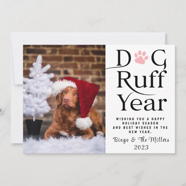 Hund Ruff Year Pet Photo Funny helgdag Card Inbjudningar (Framsida)
