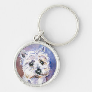 Hund Rund Silverfärgad Nyckelring